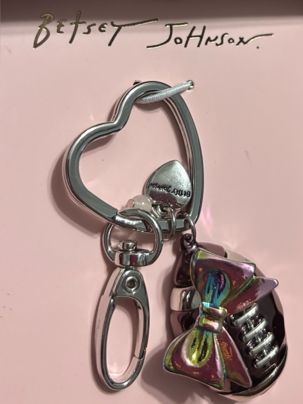 Betsey Johnson Football Bow Keychain/Bag Charm - Picture 5 of 6
